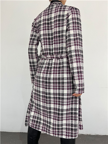 Belden Bağlamalı Şanel Kap -Mor