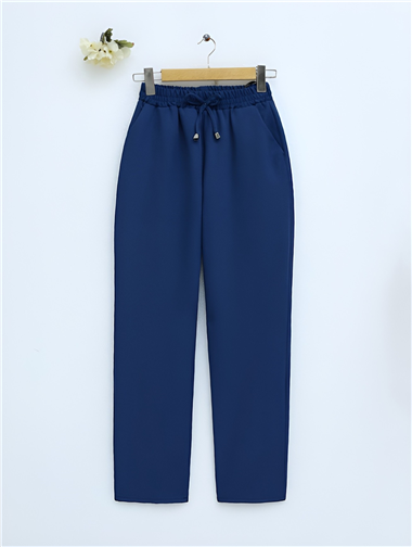 Beli Bağcıklı Dar Paça Pantolon -Petrol