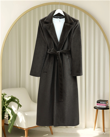 Beli Bağlamalı Astarlı Cepli Sakallı Kaban -K. Kahve