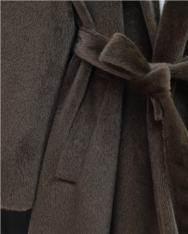 Beli Bağlamalı Astarlı Cepli Sakallı Kaban -K. Kahve