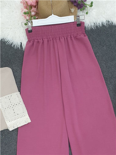 بنطلون أيروبين فضفاض بخصر مطاطي سميك - كرزي