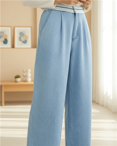 Beli Kancalı Kemer Detaylı İnce Kot Pantolon -Açık Mavi