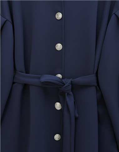 Beli Kemerli Önü Düğmeli Pantolonlu Scuba Takım  -Laci