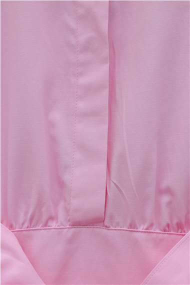 Beli Korsajlı Gizli Patlı Kuşaklı Poplin Tunik -Pembe