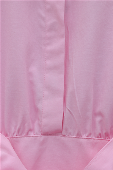 Beli Korsajlı Gizli Patlı Kuşaklı Poplin Tunik -Pembe
