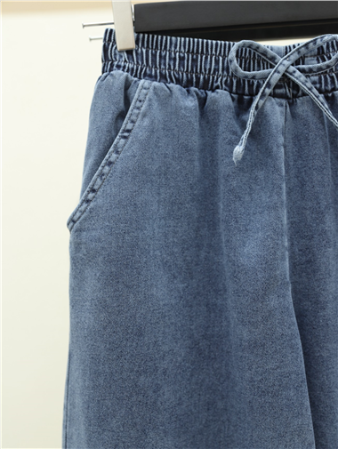 Beli Lastikli Cepli Bol Paça Kot Pantolon   -Tint