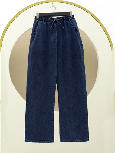 Beli Lastikli Cepli Bol Paça Kot Pantolon    -Laci