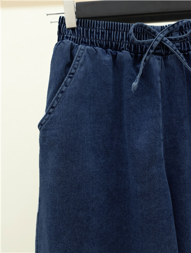 Beli Lastikli Cepli Bol Paça Kot Pantolon    -Laci