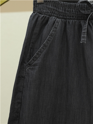 Beli Lastikli Cepli Bol Paça Kot Pantolon        -Antrasit