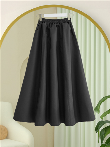 Beli Lastikli Cepli Paraşüt Etek -Siyah