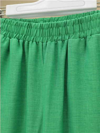 بنطال كاجوال بخصر مطاطي وجيبين - أخضر