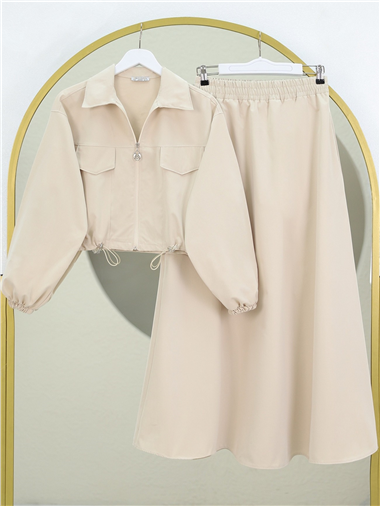 Beli Lastikli Etekli Bonding Takım  -Bej