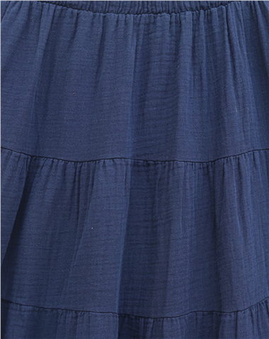 Beli Lastikli Parçalı Müslin Etek -Laci