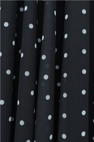 Beli Lastikli Puantiyeli Astarlı Tül Etek -Siyah