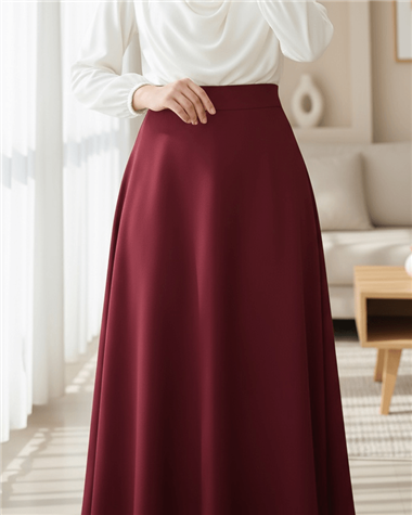 Bol Kiloş Sukuba Puf Etek    -Bordo