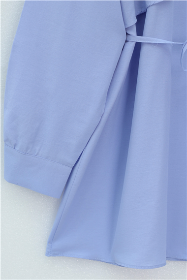 Bolero Detaylı Bağcıklı Poplin Tunik -Bebe Mavi
