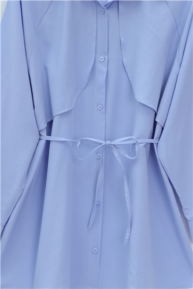Bolero Detaylı Bağcıklı Poplin Tunik -Bebe Mavi