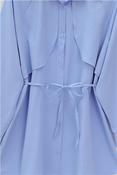 Bolero Detaylı Bağcıklı Poplin Tunik -Bebe Mavi