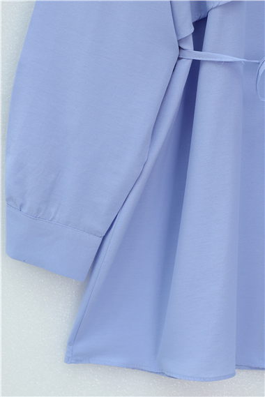 Bolero Detaylı Bağcıklı Poplin Tunik -Bebe Mavi