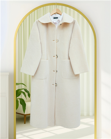 Boydan Düğmeli Cepli Kaban  -Bej