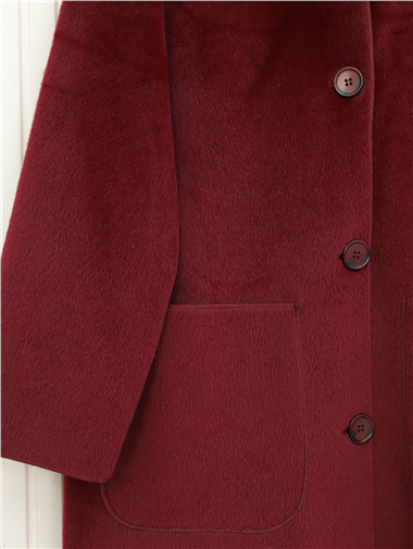 Boydan Düğmeli Cepli Kaban  -Bordo