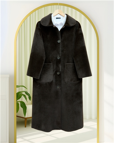 Boydan Düğmeli Cepli Kaban  -K. Kahve