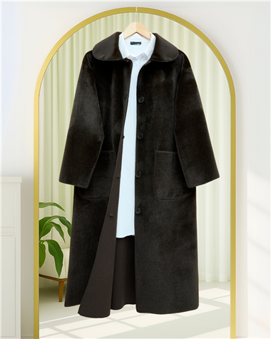 Boydan Düğmeli Cepli Kaban  -K. Kahve