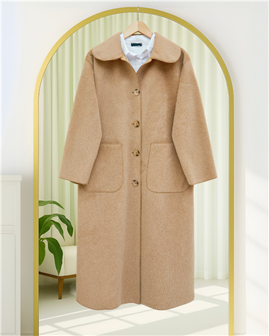 Boydan Düğmeli Cepli Kaban  -Vizon