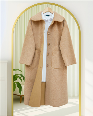 Boydan Düğmeli Cepli Kaban  -Vizon