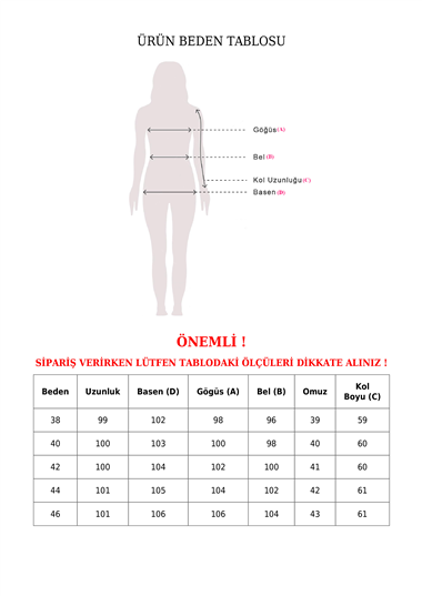 Boydan Düğmeli Desenli Viskon Tunik -Siyah