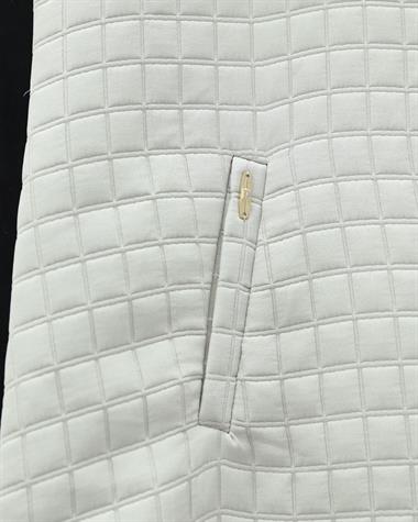 Boydan Düğmeli Kapşonlu Cepli Kapitone Uzun Yelek  -Taş