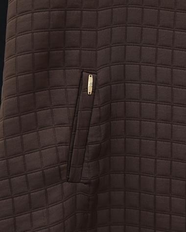 Boydan Düğmeli Kapşonlu Cepli Kapitone Uzun Yelek  -K. Kahve