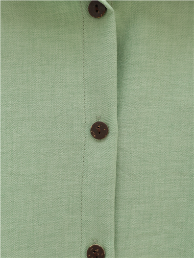 Boydan Düğmeli Pantolon Gömlek Keten Takım -Su Yeşili