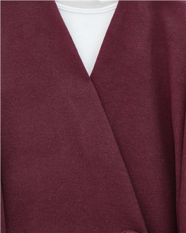 Çapraz Bağlamalı Kaşe Kimono -Bordo