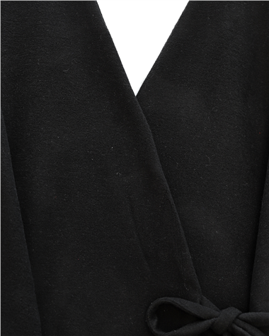 Çapraz Bağlamalı Kaşe Kimono -Siyah