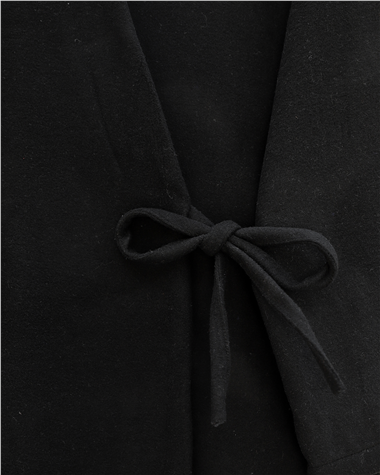 Çapraz Bağlamalı Kaşe Kimono -Siyah