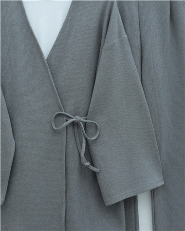 Çapraz Bağlamalı Selanik Kimono Takım -Gri