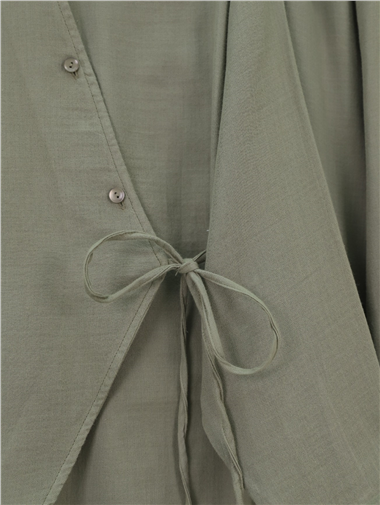 Çapraz Düğmeli Çift Bağcıklı Müslin Takım -Haki