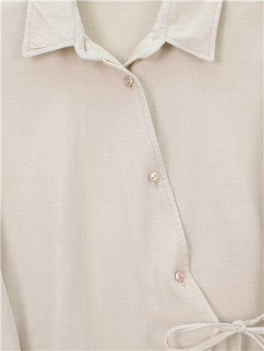 Çapraz Düğmeli Çift Bağcıklı Müslin Takım -Taş