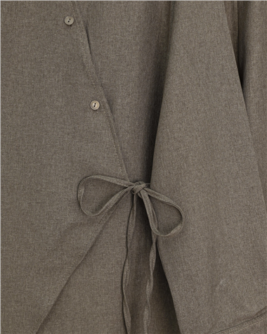 Çapraz Düğmeli Yandan Bağlamalı Yün Efekt Takım  -Açık Kahve