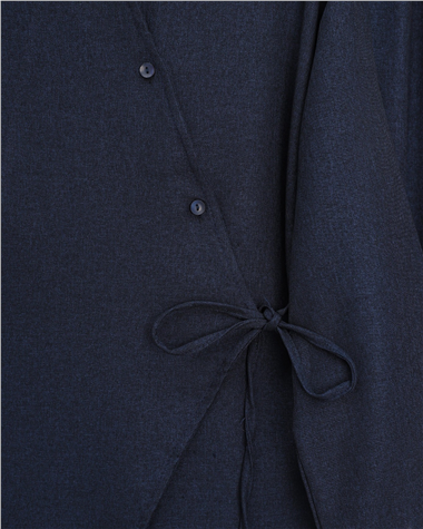 Çapraz Düğmeli Yandan Bağlamalı Yün Efekt Takım  -Laci