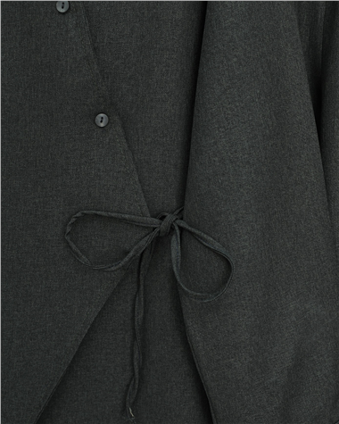 Çapraz Düğmeli Yandan Bağlamalı Yün Efekt Takım  -Antrasit