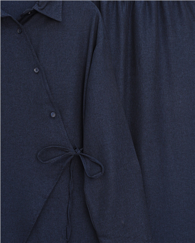 Çapraz Düğmeli Yandan Bağlamalı Yün Efekt Takım  -Laci