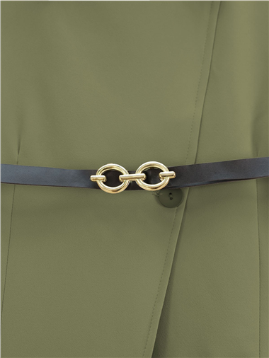 Çapraz Düğmeli Yelekli Etekli Takım -Haki