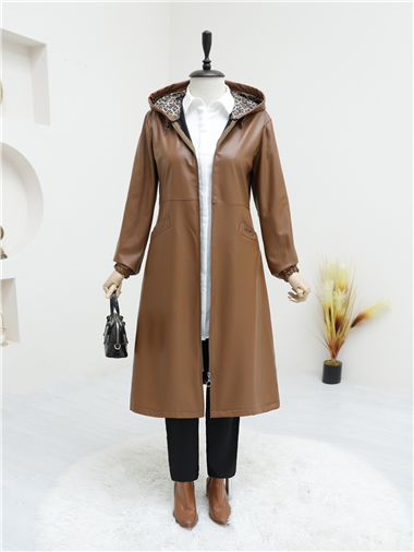 Cepli Fermuarlı Suni Deri Kap -Taba