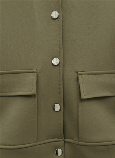 Çift Cepli Metal Düğmeli Etekli Takım    -Haki