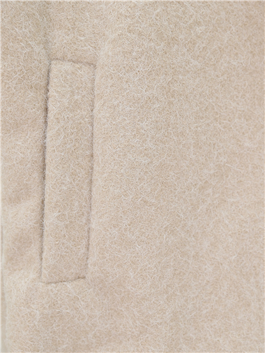 Çift Cepli Önü Düğmeli Astarlı Buklet Kaban -Bej