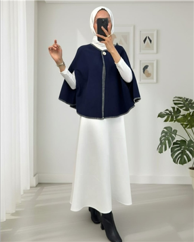 Çoban Dikişli Cepli Kaşe Panço -Laci