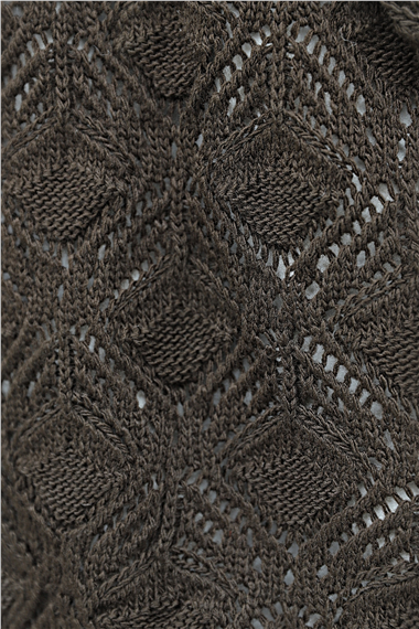 Desenli Araboy Örme Triko Hırka -Kahve