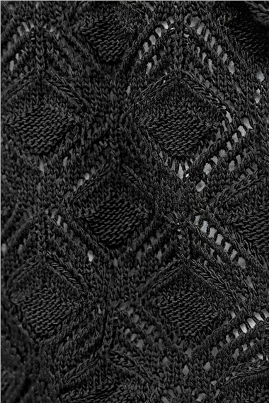 Desenli Araboy Örme Triko Hırka -Siyah